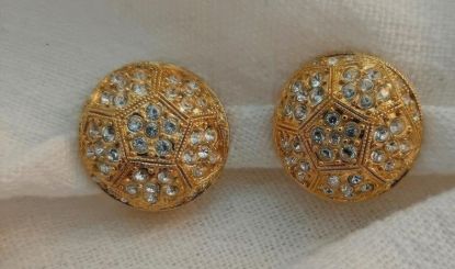 Picture of Gold Tone Rhinestone Clip On Earrings Pentagon