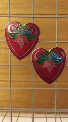 Picture of Heart Shaped Enamel Clip On Earrings