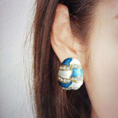 Picture of Vintage Antique Turquoise Blue Stud Clip Earrings