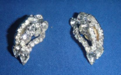 Picture of Vintage Signed Kramer Rhinestone Clip On Earrings