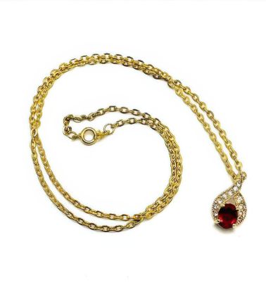Picture of Vintage Roman Rhinestone Pendant Necklace Gold Tone