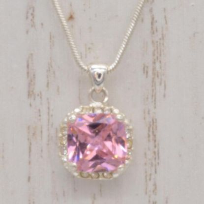 Picture of Avon Pink Ice Pendant Necklace Silver Tone