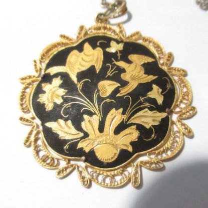 Picture of Vintage Damascene Bird Pendant Necklace Jewelry
