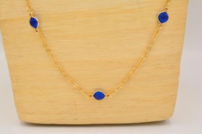 Picture of Vintage Blue Crystal Necklace Gold Tone Strand