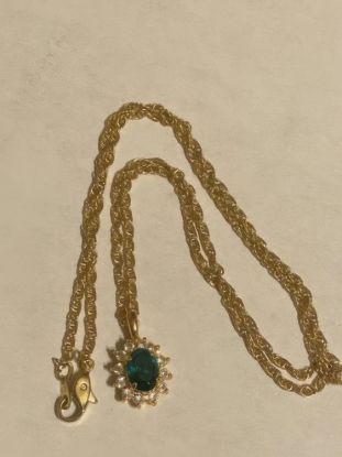 Picture of May Birthstone Pendant 20 Inch Gold Chain