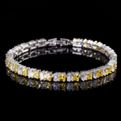 Picture of Square Cut Citrine White Topaz Silver Bracelet