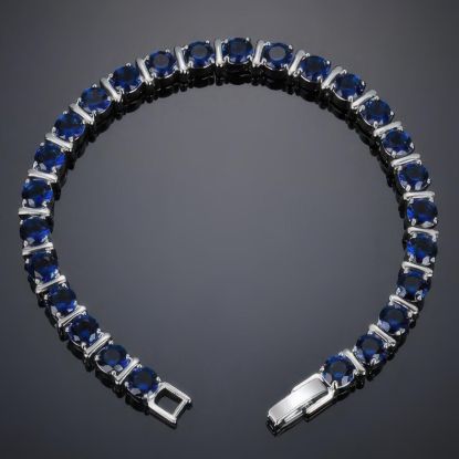 Picture of Handmade Silver Swiss Blue Topaz Bracelet Women