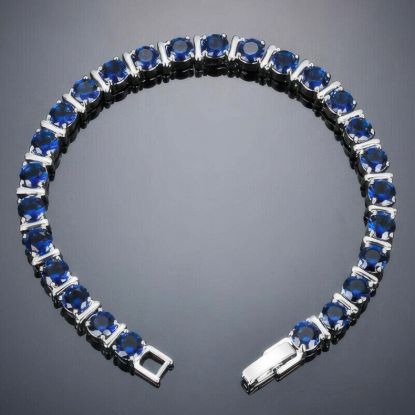 Picture of Swiss Blue Topaz Silver Charm Bracelet Women