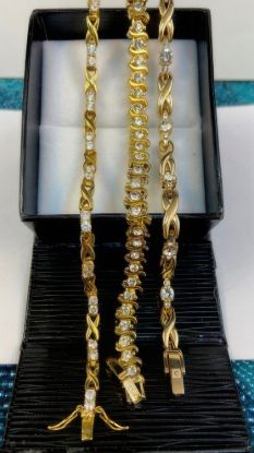 Picture of Lot 3 Vintage Gold Tone Rhinestone Bracelets