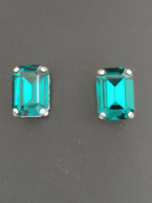 Picture of Swarovski Emerald Octagon Clip Earrings UK