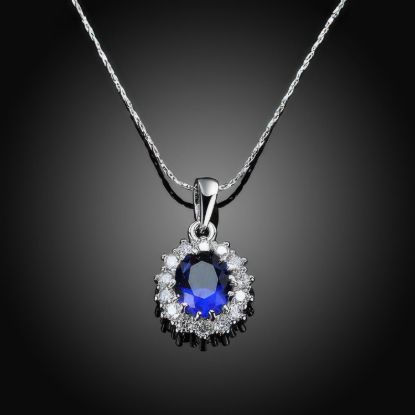 Picture of 18k White Gold Blue Tanzanite Necklace Gift