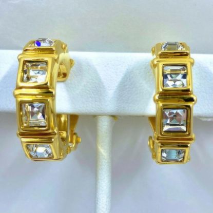 Picture of Swarovski Vintage Gold Swan Clip Earrings