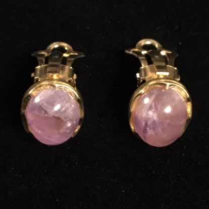 Picture of Vintage Amethyst Cabochon Clip On Earrings