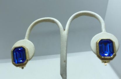 Picture of Vintage Swarovski Royal Blue Cushion Cut Earrings