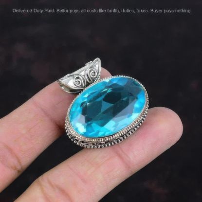 Picture of Faceted Swiss Blue Topaz Pendant Sterling Silver