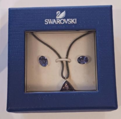 Picture of Swarovski Blue Necklace Matching Earrings Set Gloria