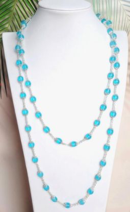 Picture of Blue Glass Czech Beads Necklace Women Jewelry