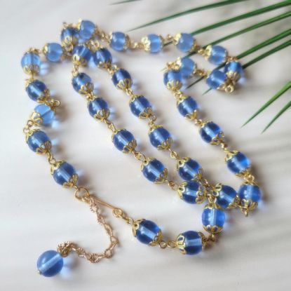 Picture of Blue Czech Glass Necklace Vintage Art Deco