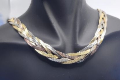 Picture of Vintage Korea Goldtone Silvertone Braided Necklace