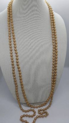 Picture of Vintage Gold Tone Glass Pearl Necklace Long Opera