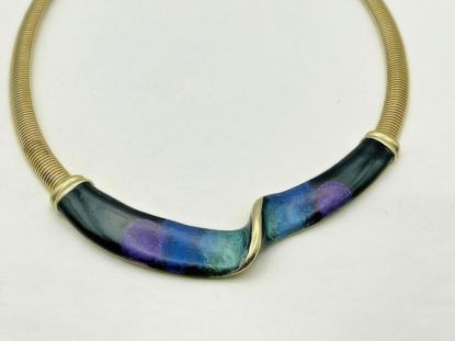Picture of Vintage Goldtone Enamel Omega Chain Necklace 18inch