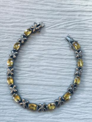 Picture of Estate 925 Silver Yellow Rhinestone Clear Center Bracelet