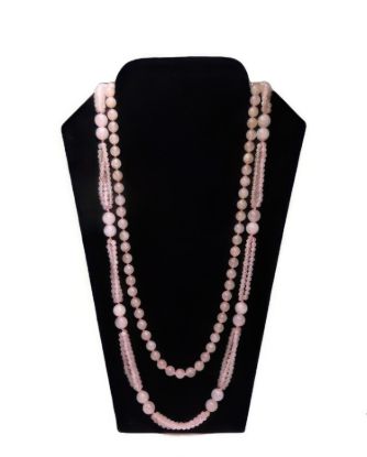 Picture of Natural Pink Rose Quartz Beaded Necklaces Set