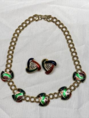 Picture of Vintage Gold Tone Costume Jewelry Necklace Earrings