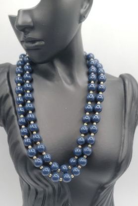 Picture of Vintage Monet Navy Blue Gold Beaded Necklace