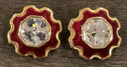 Picture of Swarovski Swan Gold Tone Crystal Clip Earrings