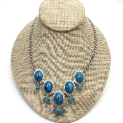 Picture of Vintage Howlite Faux Turquoise Statement Bib Necklace