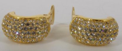 Picture of Christian Dior Gold Crystal Shrimp Hoop Earrings
