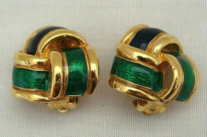 Picture of David Hill Gold Tone Enamel Knot Earrings