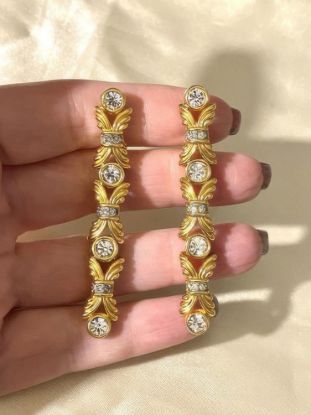 Picture of Swarovski Swan Crystal Gold Tone Earrings