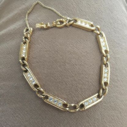 Picture of Authentic Swarovski Swan Signed Gold Bracelet 7 Inch