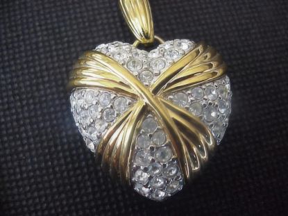 Picture of Swarovski Gold Tone Puffy Heart Necklace