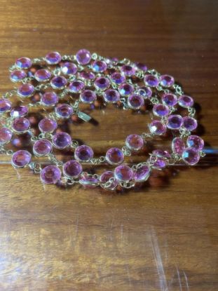 Picture of Swarovski Pink Crystal Bezel Signed Necklace