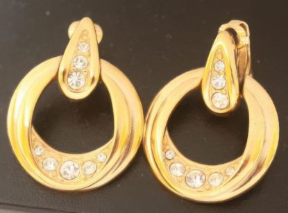 Picture of Authentic Swarovski Swan Gold Tone Clip On Earrings