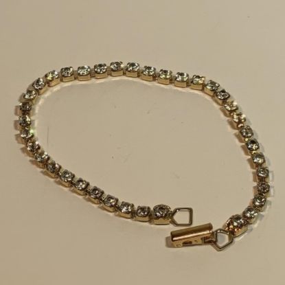 Picture of Vintage Clear Rhinestone Gold Tone Bracelet 7 25