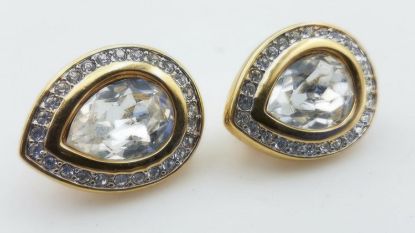 Picture of Swarovski Gold Tone Teardrop Crystal Earrings