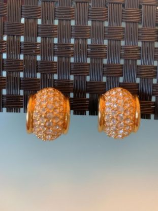 Picture of Signed Swarovski Pave Crystal Gold Plated Earrings