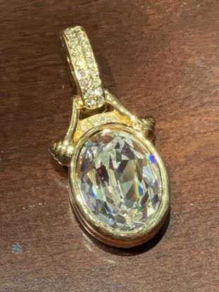 Picture of Swarovski Clear Crystal Oval Pendant Enhancer Gold