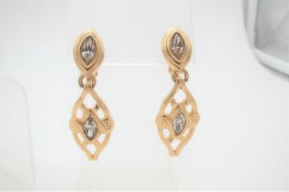 Picture of Swarovski Swan Gold Tone Crystal Dangle Earrings
