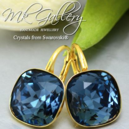 Picture of Gold Plated 925 Earrings Swarovski Crystals Denim Blue