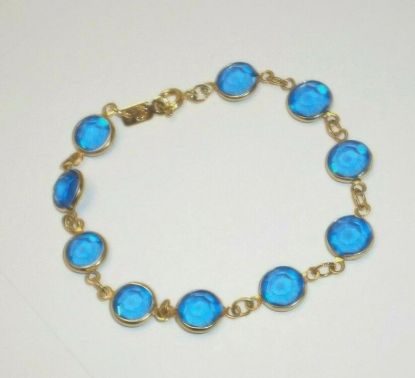 Picture of Vintage Sapphire Swarovski Crystal Swan Bracelet Gold Tone