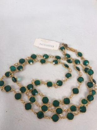Picture of Vintage Austria Green Crystal Necklace Gold Tone