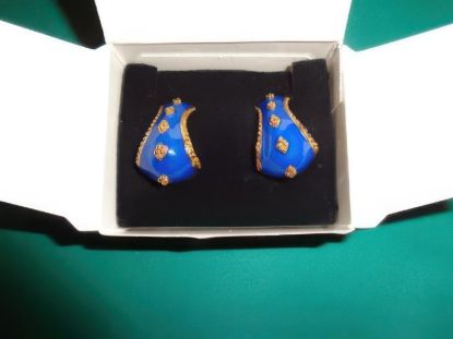 Picture of Vintage Avon Museum Expressions Blue Enamel Earrings