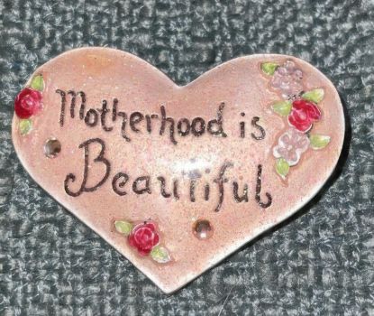 Picture of Signed AJMC Pink Enamel Heart Brooch Mom Pin
