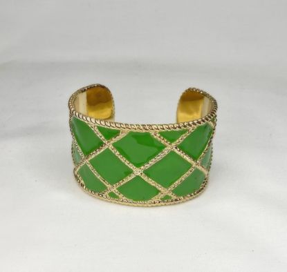 Picture of Vintage Lilly Pulitzer Green Gold Tone Cuff Bracelet