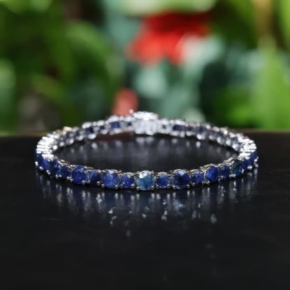 Picture of 18k White Gold GF Sapphire Swarovski Tennis Bracelet